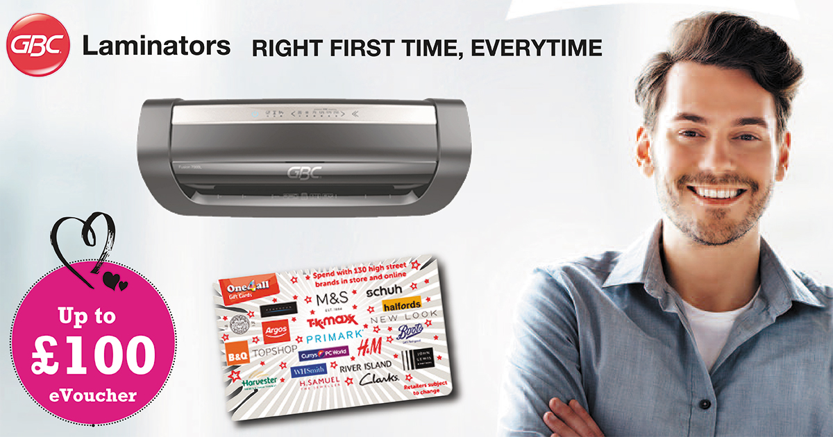 Claim up to £100, One-4-All Shopping eVoucher with GBC laminators.