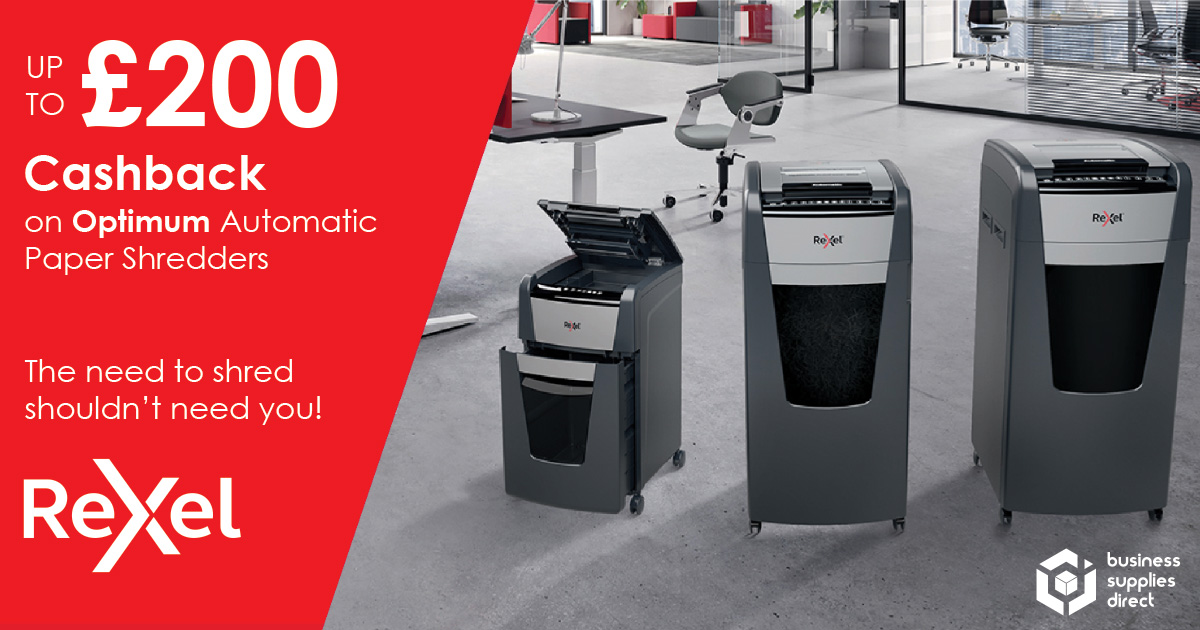 Rexel Optimum AutoFeed Shredders with up to £200 cashback Rexel Optimum AutoFeed Shredders with up to £200 cashback