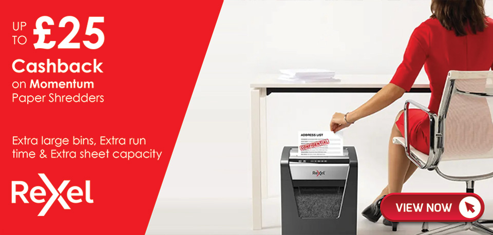 Rexel Momentum Shredders Cashback banner