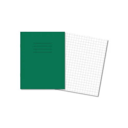 Exercise Book 9x7in 229x178mm 10mm Squared Dark Green Cover 48 Pages
