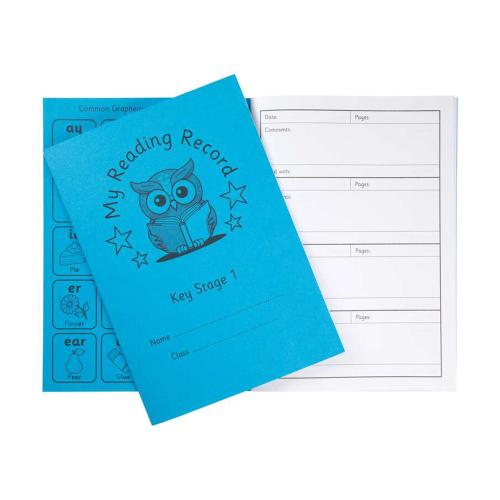KS1 A5 Reading Record Book Blue Cover 40 Pages