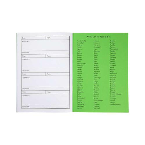 KS2 A5 Reading Record Book Green Cover 40 Pages