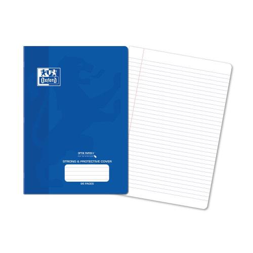 Oxford PP Exercise Book A4 297x210mm 96 Pages 8mm Ruled with Margin Blue Cover