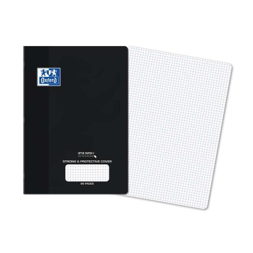 Oxford PP Exercise Book A4 297x210mm 96 Pages 5mm Squared Black Cover