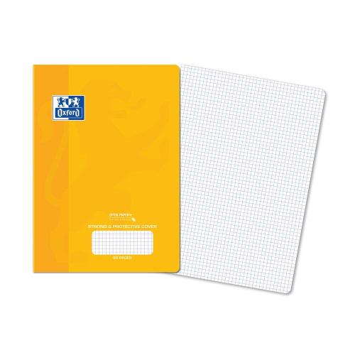 Oxford PP Exercise Book A4 297x210mm 96 Pages 5mm Squared Yellow Cover