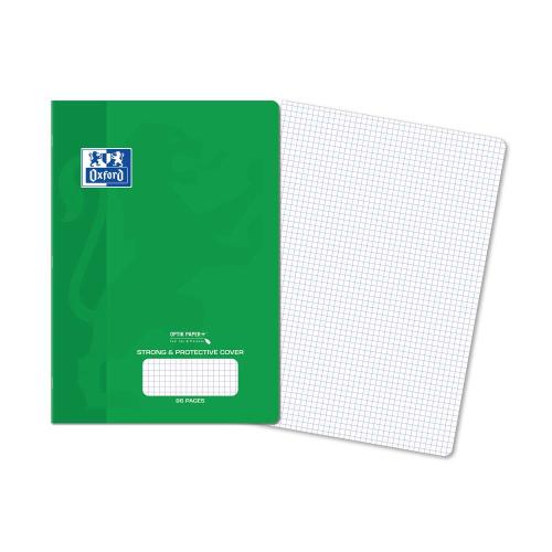 Oxford PP Exercise Book A4 297x210mm 96 Pages 5mm Squared Green Cover