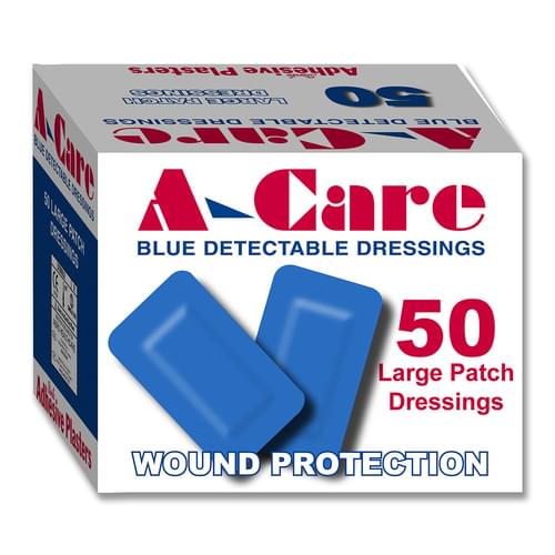A-Care Economy Blue Detectable Washproof Plasters Large Patch Pk50