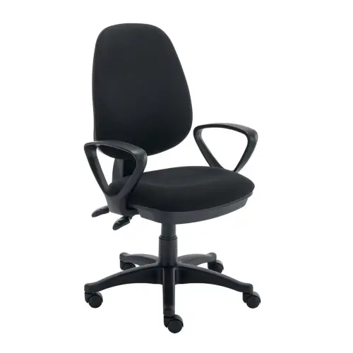 Value High Back Chair with Fixed Arms - Black