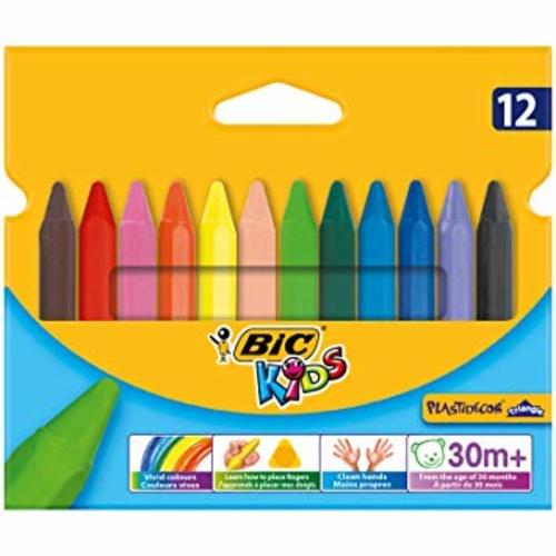 BIC Kids Plastidécor Triangle Colouring Crayons Wallet of 12