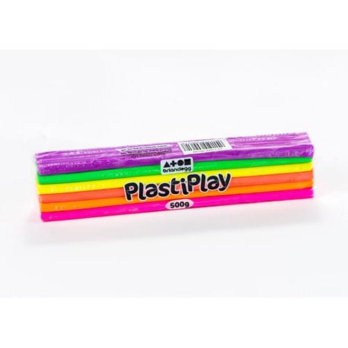 PlastiPlay Modelling Dough 500g Multicolour Block Rainbow Neon
