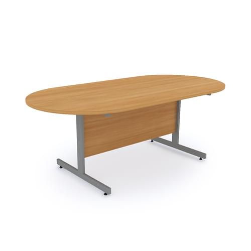 Double D End Meeting Table 1800x900mm - Silver Sirius Legs, Beech MFC