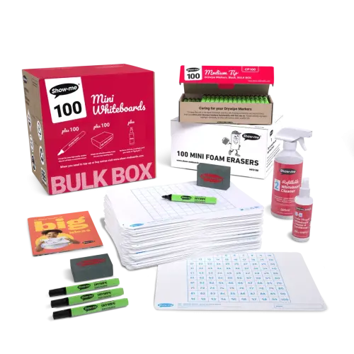 Show-me SurfaceShield A4 Hundred Square Mini Whiteboards Bulk Box - 100 Sets