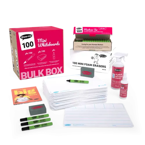 Show-me SurfaceShield A4 6-Frame Phoneme Mini Whiteboards Bulk Box - 100 Sets