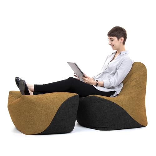 Secondary Upright Chair & Pouffe Bundle Mustard/Grey