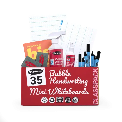Show-me SurfaceShield A4 Bubble Handwriting Scaffold Mini Whiteboards Classpack - 35 Sets