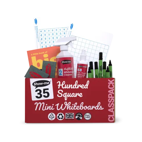 Show-me SurfaceShield A4 Hundred Square Mini Whiteboards Classpack - 35 Sets