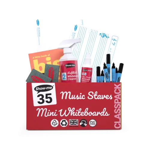 Show-me SurfaceShield A4 Music Ruled Mini Whiteboards Classpack - 35 Sets