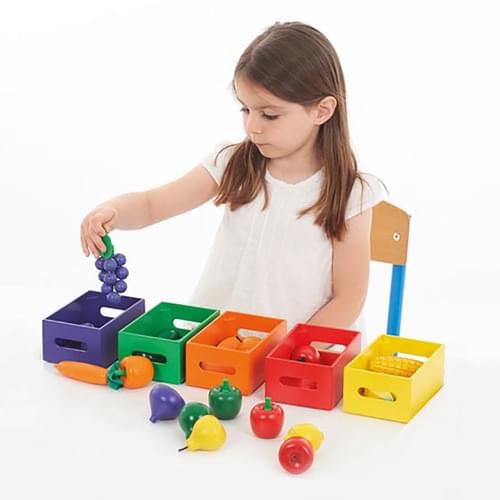 Wooden Fruit and Vegetable Colour Sorting Set