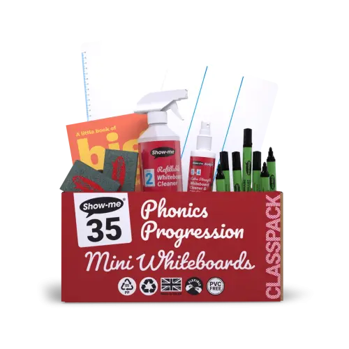 Show-me SurfaceShield A4 Phonics Progression Mini Whiteboards Classpack - 35 Sets