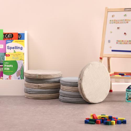 Set of 10 Woven Carry Cushions - Natural/Grey