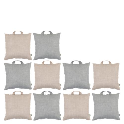 Set of 10 Woven Grab-and-Go Cushions - Natural/Grey