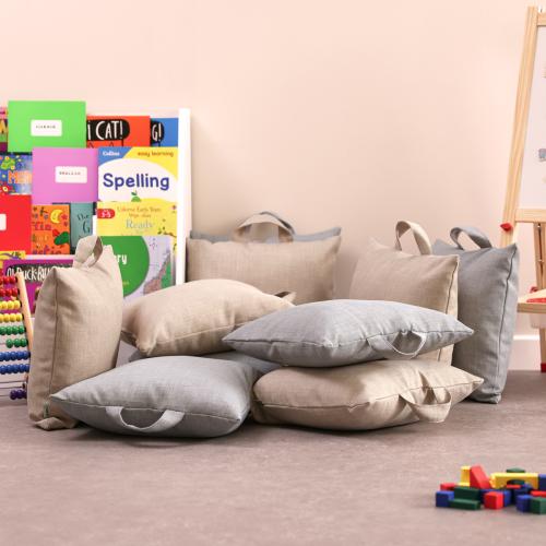 Set of 10 Woven Grab-and-Go Cushions - Natural/Grey