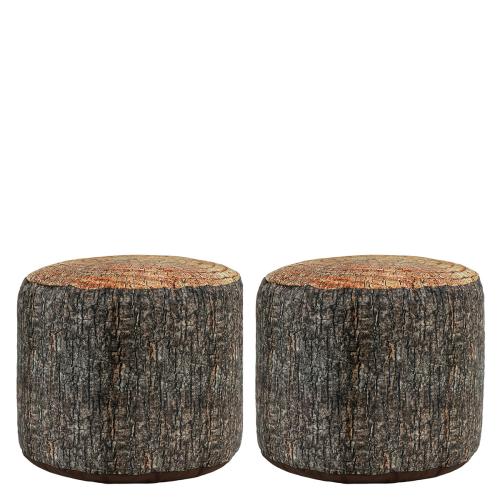 Set of 2 Large Tree Stump Print Bean Bag Stools