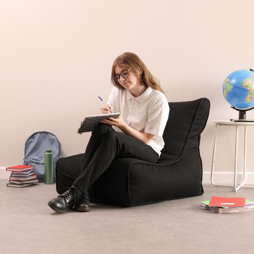 Set of 2 Large Tech Mesh Study Lounger Bean Bags - Black