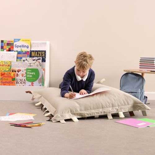 Set of 2 Sensory Touch Tags Bean Bag Floor Cushions - Natural