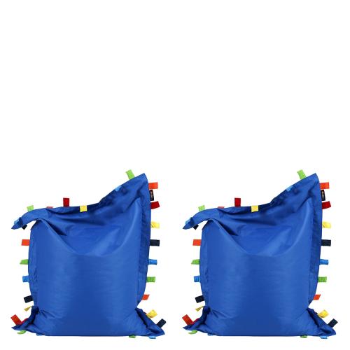 Set of 2 Sensory Touch Tags Bean Bag Floor Cushions - Blue