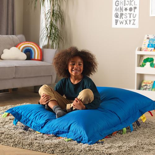 Set of 2 Sensory Touch Tags Bean Bag Floor Cushions - Blue
