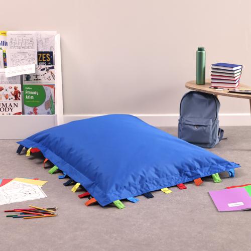 Set of 2 Sensory Touch Tags Bean Bag Floor Cushions - Blue