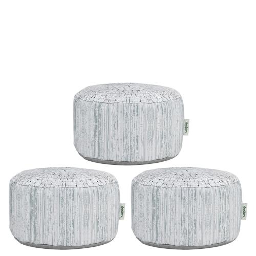 Set of 3 Small Driftwood Print Bean Bag Stools