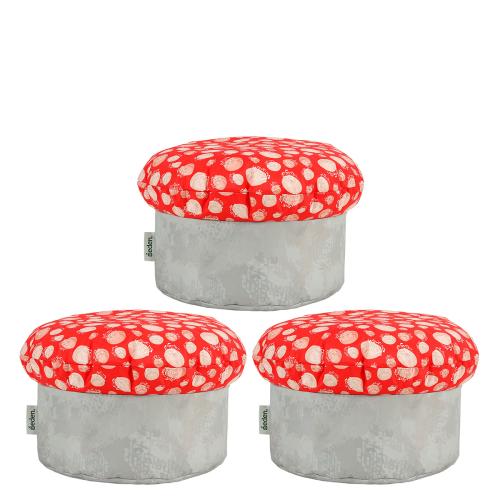 Set of 3 Small Toadstool Print Bean Bags