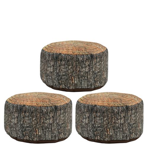 Set of 3 Small Tree Stump Print Bean Bag Stools