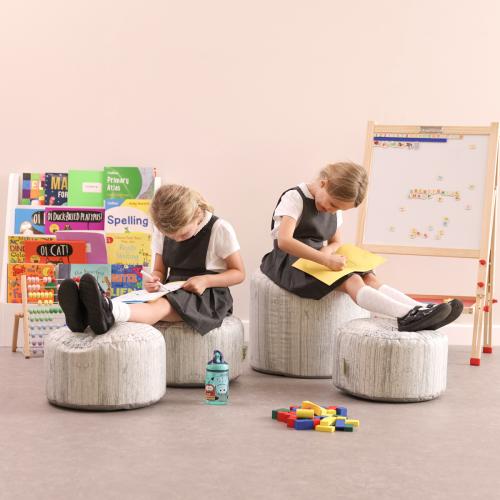 Driftwood Print Bean Bag Stool Set