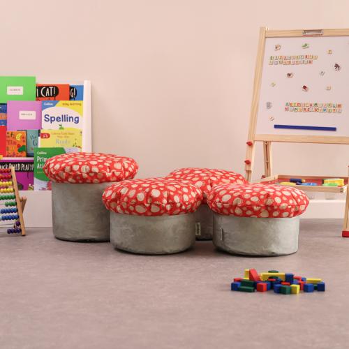 Toadstool Print Bean Bag Stool Set