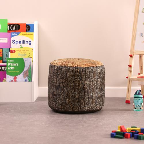 Tree Stump Print Bean Bag Stool and Foam Bench Set