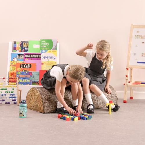 Tree Stump Print Bean Bag Stool and Foam Bench Set