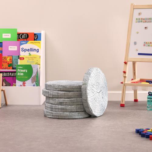 Set of 6 Round Driftwood Print Carry Cushions