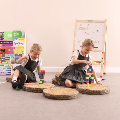 Set of 6 Round Log Print Carry Cushions
