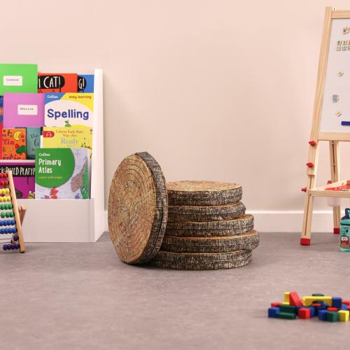 Set of 6 Round Log Print Carry Cushions