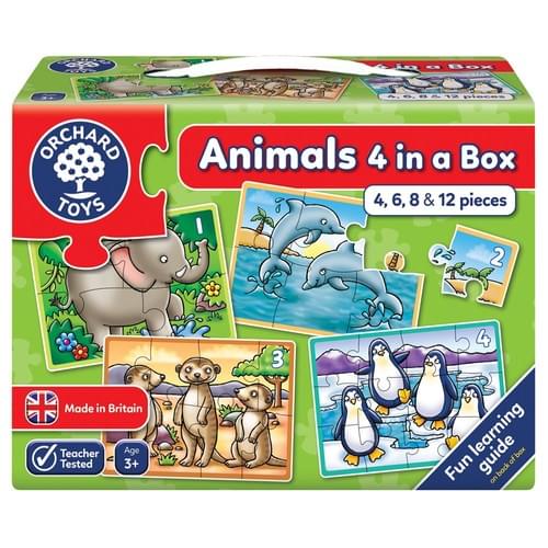 Orchard Toys Animals Four in a Box Jigsaw Set