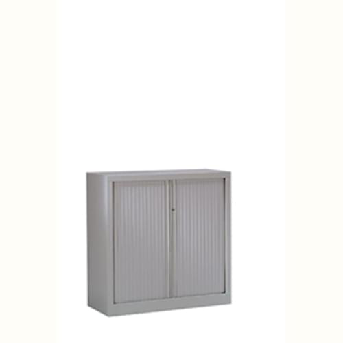Metal Side Opening Tambour Cupboard 1000mm High Silver
