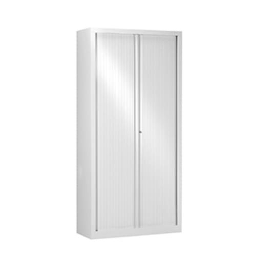 Metal Side Opening Tambour Cupboard 1980mm High White