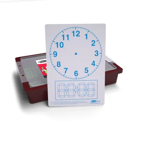 Show-me SurfaceShield A4 Clock Face Mini Whiteboards - 120 Piece Classroom Tray Kit with Accessories