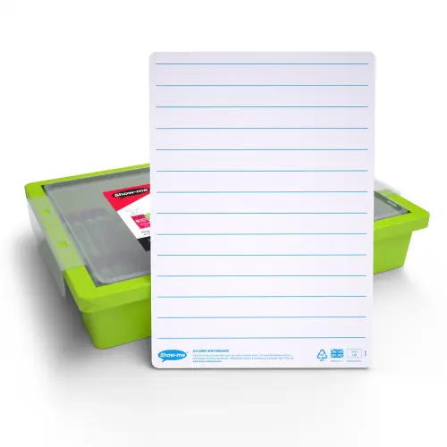 Show-me SurfaceShield A4 Lined Mini Whiteboards - 120 Piece Classroom Tray Kit with Accessories