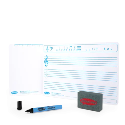 Show-me SurfaceShield A4 Music Ruled Mini Whiteboards - 120 Piece Classroom Tray Kit with Accessories