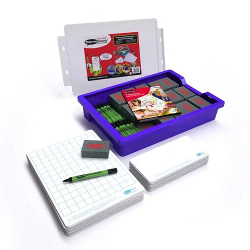 Show-me SurfaceShield A4 Gridded Mini Whiteboards - 120 Piece Classroom Tray Kit with Accessories
