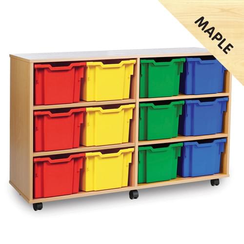 12 Extra Deep Tray Mobile Storage Unit Maple